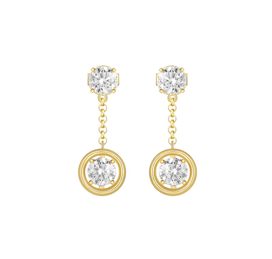 Earrings Smiling Rocks | Lab Grown 1.96Ctw Drop Diamond Frame Earrings E-02867Wht Yellow Gold