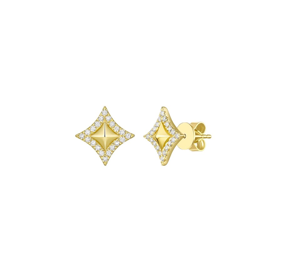 Earrings Smiling Rocks | Sparkles Halo 0.24Ctw Lab Grown Diamond Studs E-00706Wht Yellow Gold