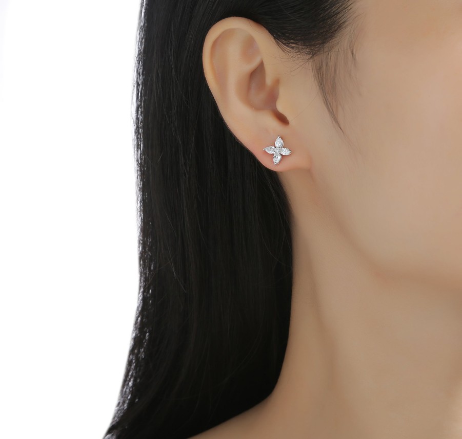 Earrings Smiling Rocks | Lab Grown Diamond Pear Floral Stud Earrings