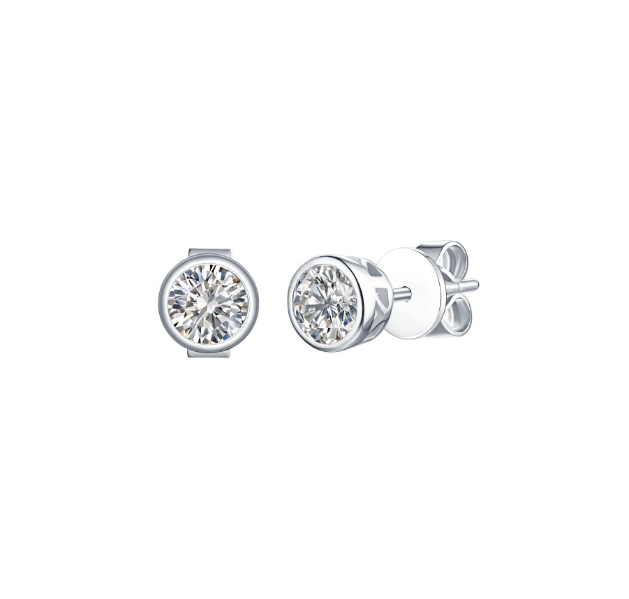 Earrings Smiling Rocks | Essentials 0.80Ct Solitaire Bezel Earrings E-00128Wht