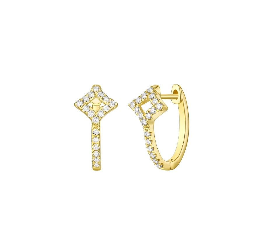 Earrings Smiling Rocks | Smiling Light 0.30 Lab Grown Diamond Huggies E-00701Wht Yellow Gold