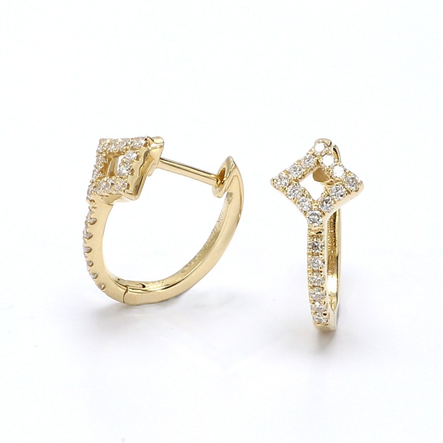 Earrings Smiling Rocks | Smiling Light 0.30 Lab Grown Diamond Huggies E-00701Wht Yellow Gold