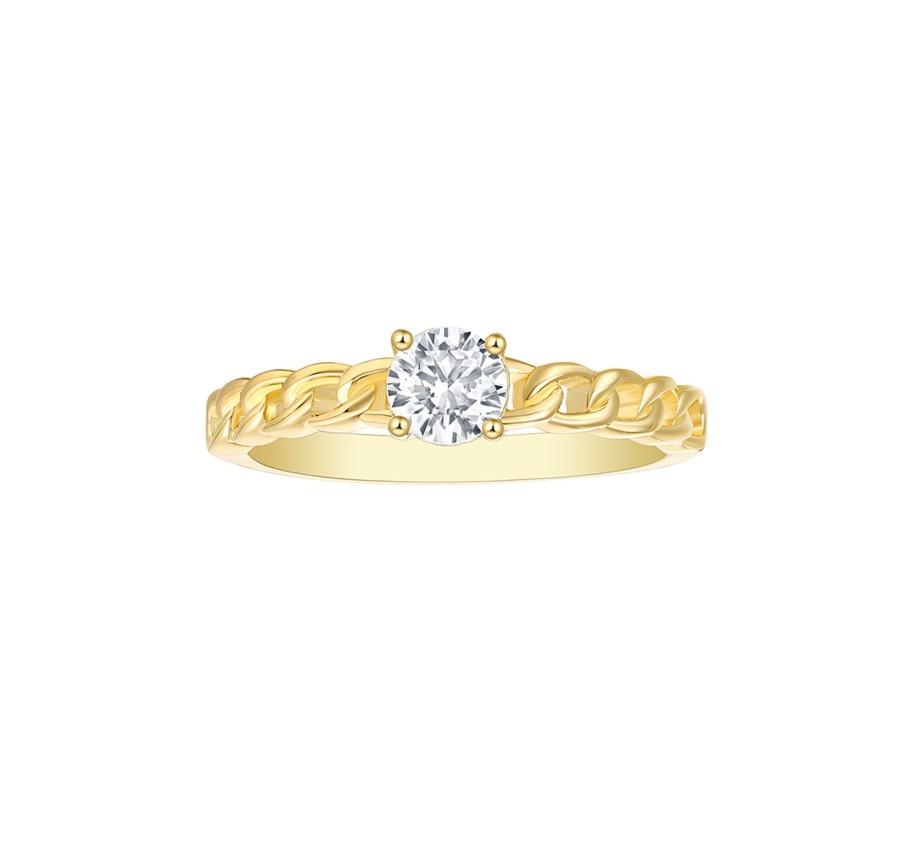 Rings Smiling Rocks | Lab Grown Diamond Round Solitaire Linking Chain Ring