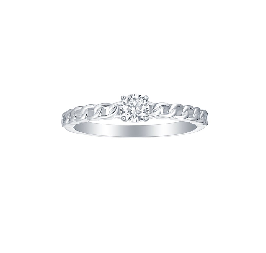 Rings Smiling Rocks | Lab Grown Diamond Round Solitaire Linking Chain Ring