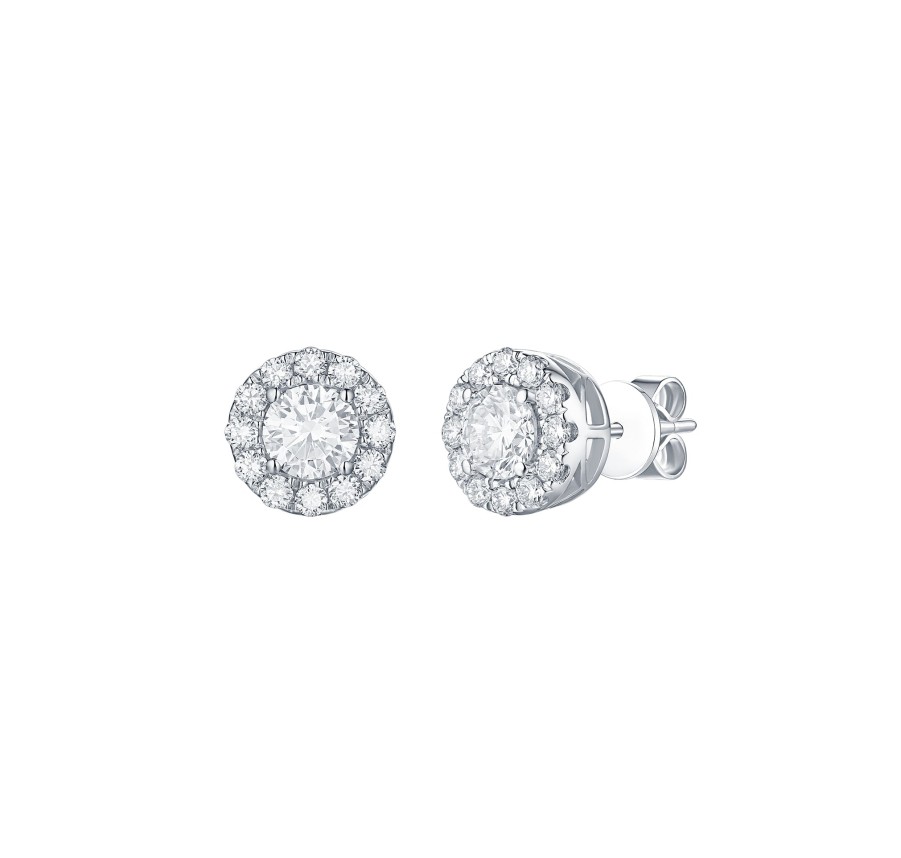 Earrings Smiling Rocks | Essentials 1.62Ct Halo Earrings E-00138Wht