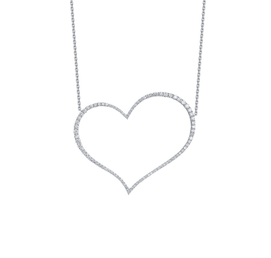 Necklaces Smiling Rocks | Lab Grown Diamond 6.71Ct Big Heart Necklace Nl-02115Wht