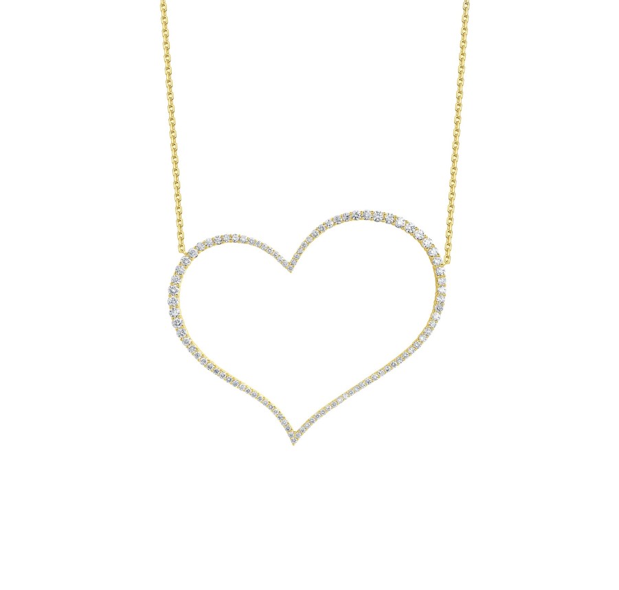 Necklaces Smiling Rocks | Lab Grown Diamond 6.71Ct Big Heart Necklace Nl-02115Wht