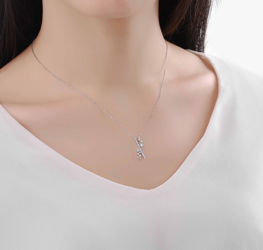 Necklaces Smiling Rocks | Drizzle 0.45Ct Lab Grown Diamond Necklace Nl-00357Wht