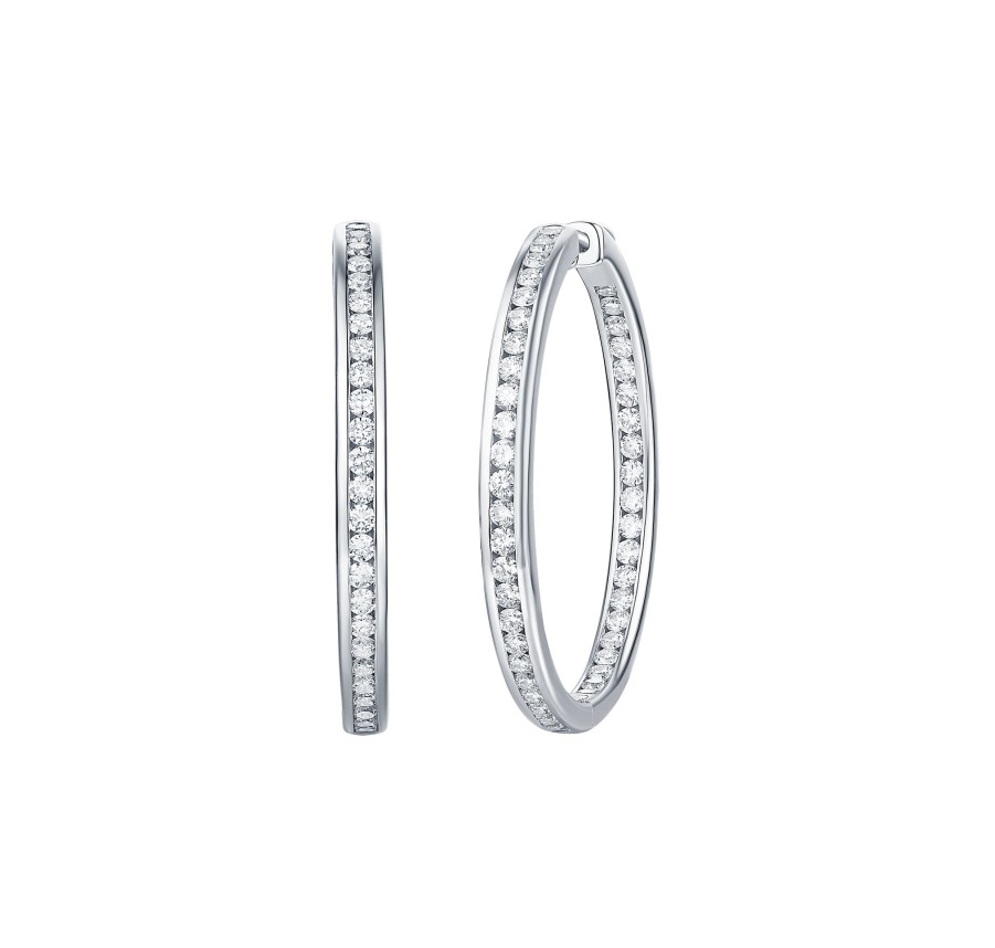 Earrings Smiling Rocks | Essentials 3Ct Channel Inside-Out Diamond Hoops E-00107Wht