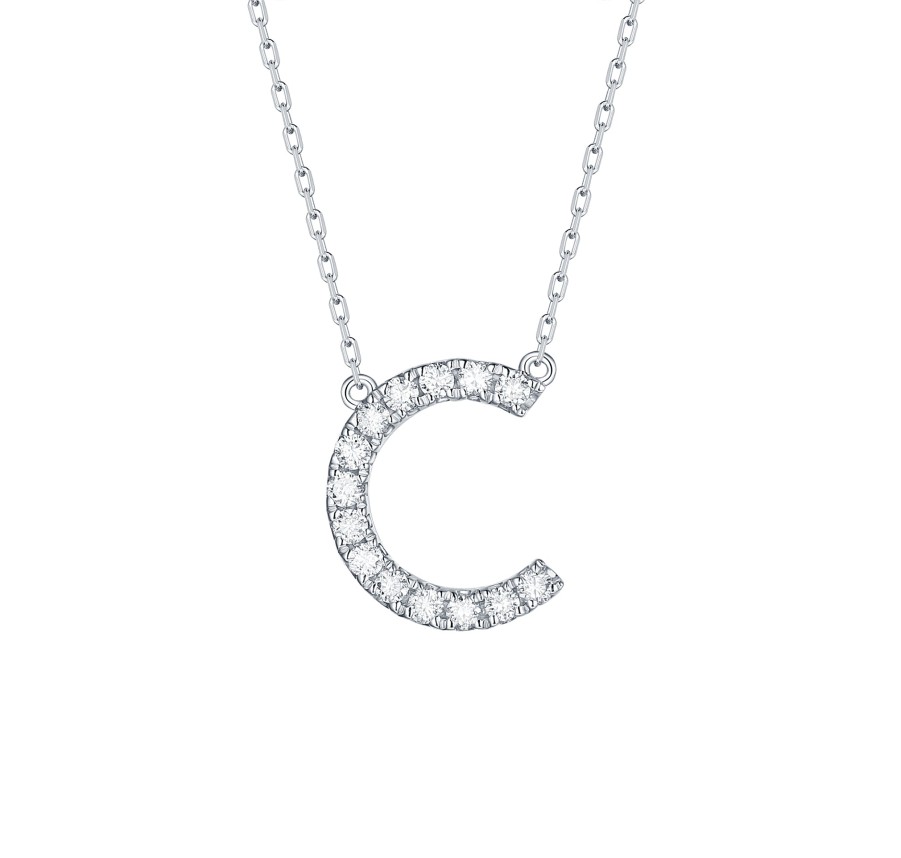 Necklaces Smiling Rocks | My Type 0.21Ct "C" Lab Grown Diamond Necklace Nl-00148Wht