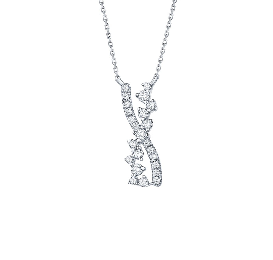 Necklaces Smiling Rocks | Drizzle 0.38Ct Lab Grown Diamond Necklace Nl-00345Wht