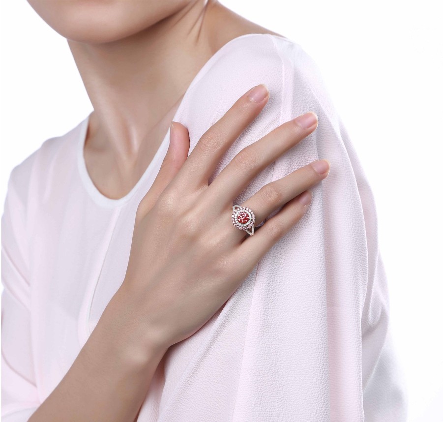 Rings Smiling Rocks | Souffle Pink 2.14Ctw Lab Grown Diamond Ring R-00473Pnk White Rose Gold