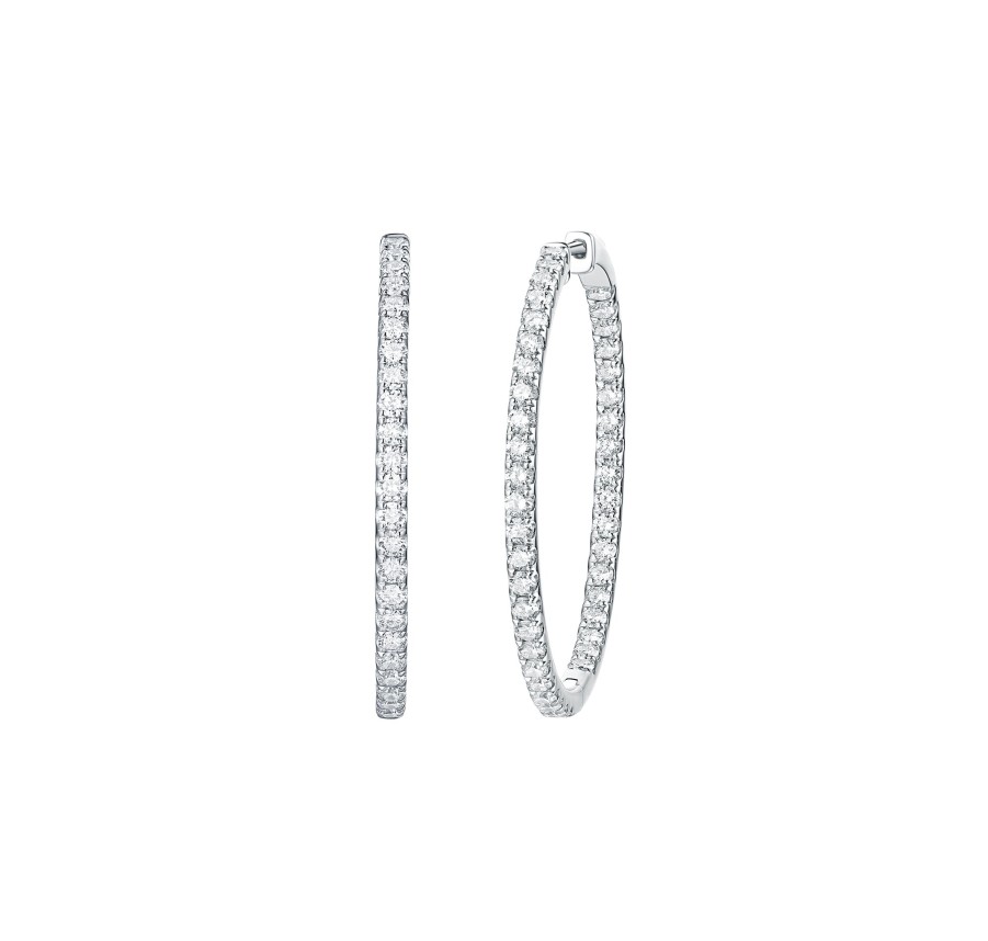 Earrings Smiling Rocks | Essentials 2.8Ct Classic Inside-Out Diamond Hoops E-00113Wht