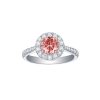 Rings Smiling Rocks | Souffle Pink 1.51Ctw Halo With Diamond Shank Ring R-00067Pnk White Gold