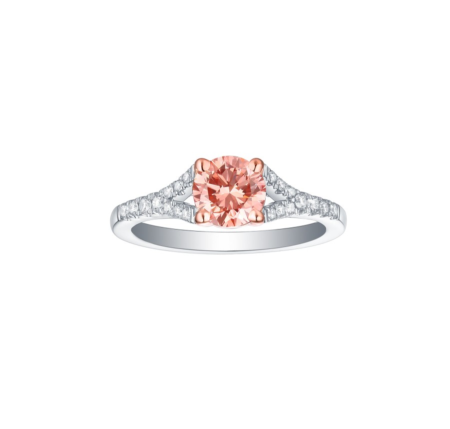 Rings Smiling Rocks | Souffle Pink 1.18Ctw Lab Grown Diamond Ring R-00486Pnk White Rose Gold