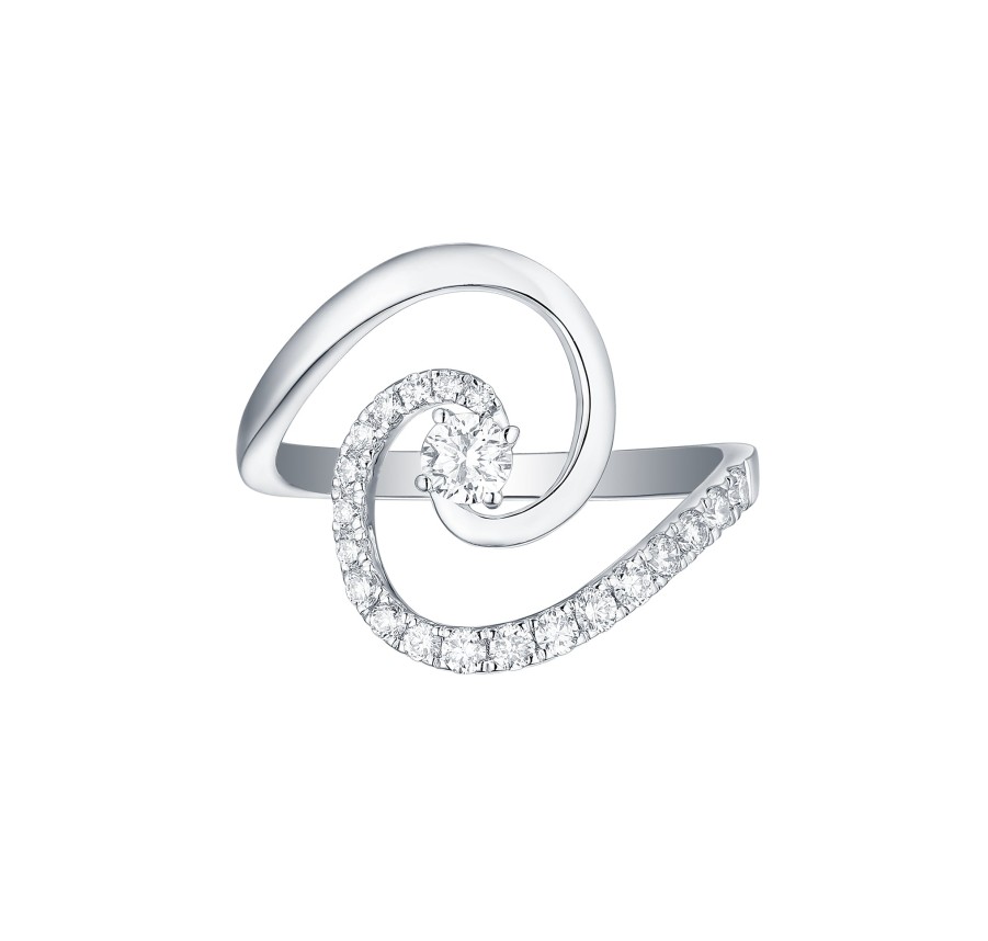 Rings Smiling Rocks | Skyline 0.49Ct Swirl Ring R-00438Wht