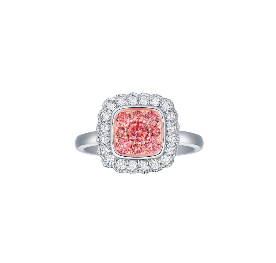 Rings Smiling Rocks | Souffle Pink 0.84Ctw Lab Grown Diamond Ring R-00496Pnk White Gold