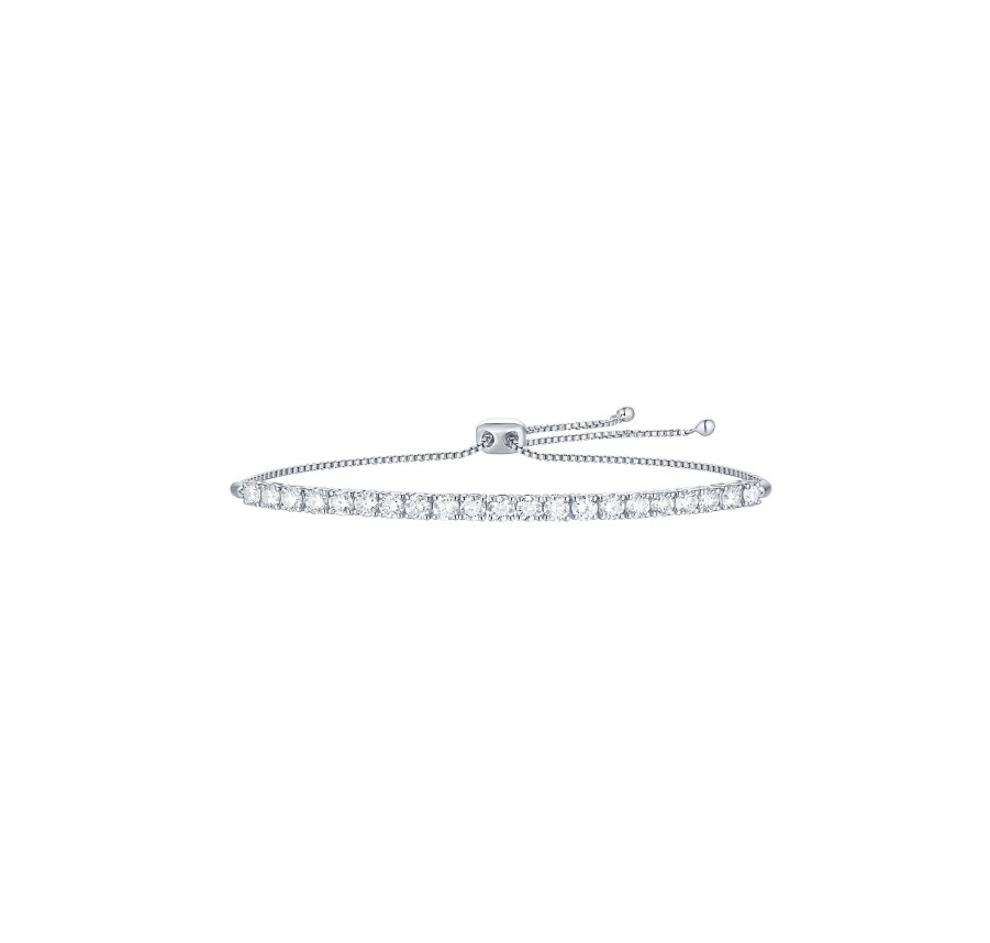 Bracelets Smiling Rocks | Essentials 2.38Ct Linear Bolo Bracelet Bl-00141Wht