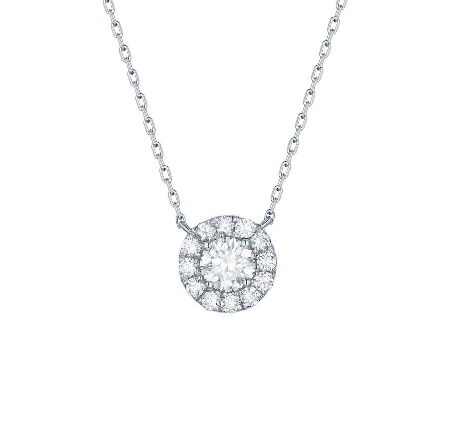 Necklaces Smiling Rocks | Essentials 0.55Ct Halo Necklace Nl-00091Wht