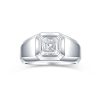 Rings Smiling Rocks | Lab Grown Diamond Asscher Solitaire Men'S Band