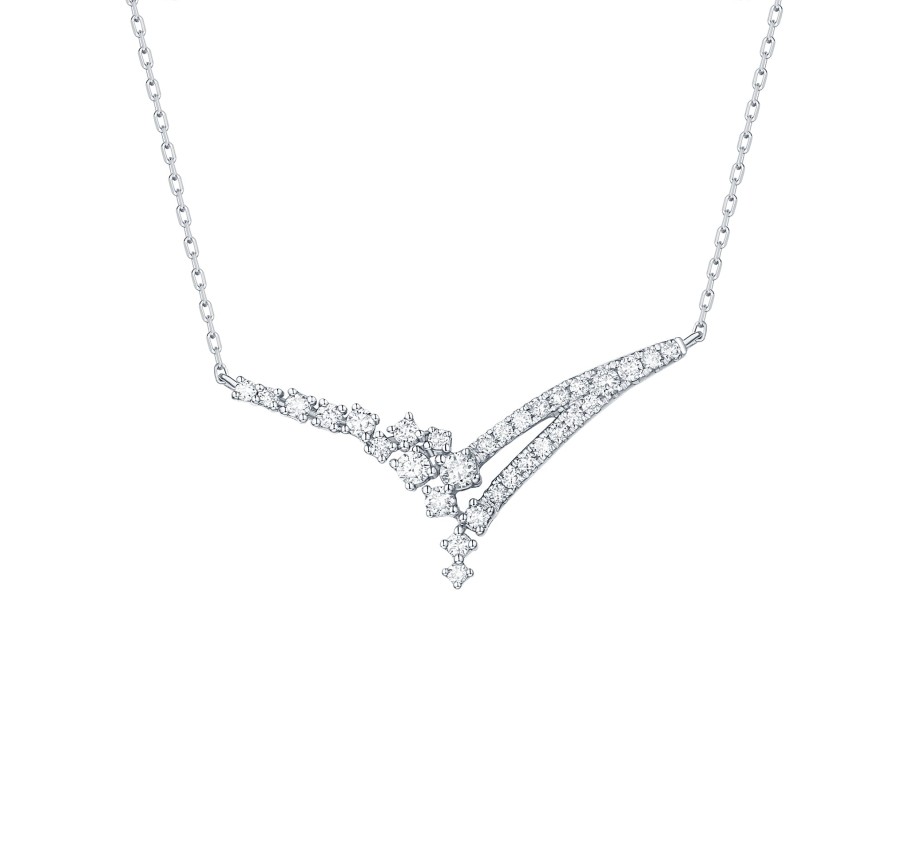 Necklaces Smiling Rocks | Drizzle 0.38Ct Lab Grown Diamond Necklace Nl-00371Wht