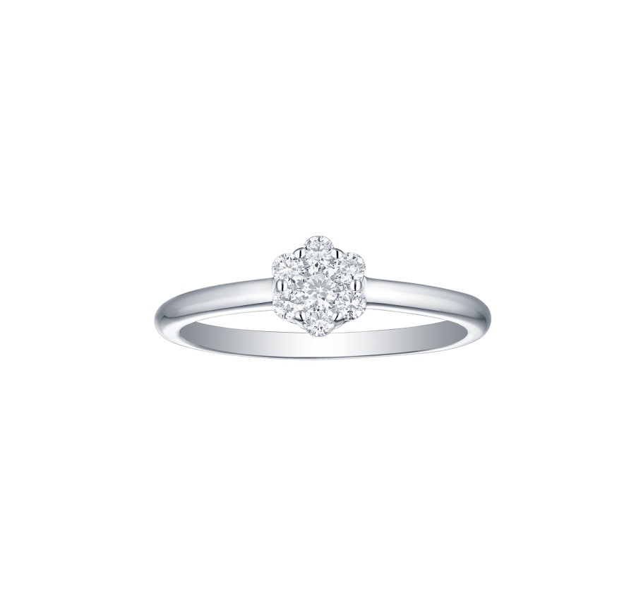 Rings Smiling Rocks | Essentials 0.27Ct Cluster Flower Ring R-00078Wht