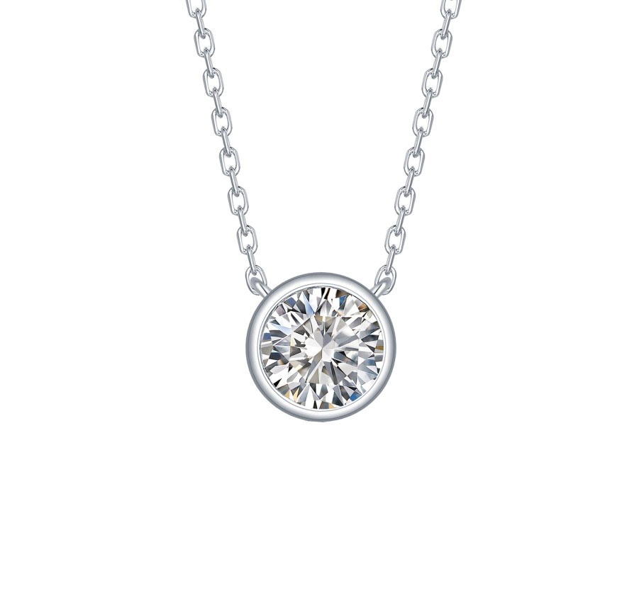 Necklaces Smiling Rocks | Essentials 0.50Ct Solitaire Bezel Necklace Nl-00099Wht