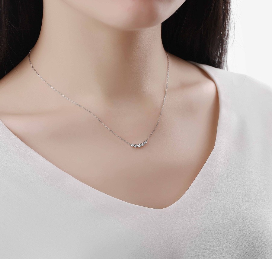 Necklaces Smiling Rocks | Bubbly 0.16Ct Lab Grown Diamonds Necklace Nl-00378Wht