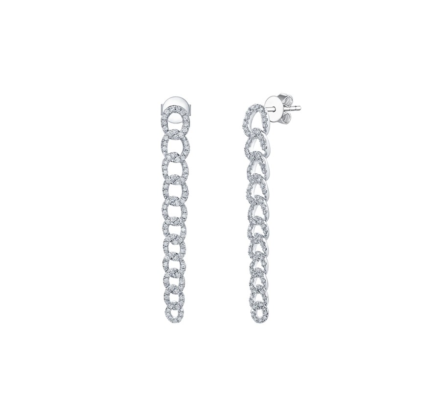 Earrings Smiling Rocks | Lab Grown Diamond 0.93Ctw Chain Dangling Earrings E-01991Wht