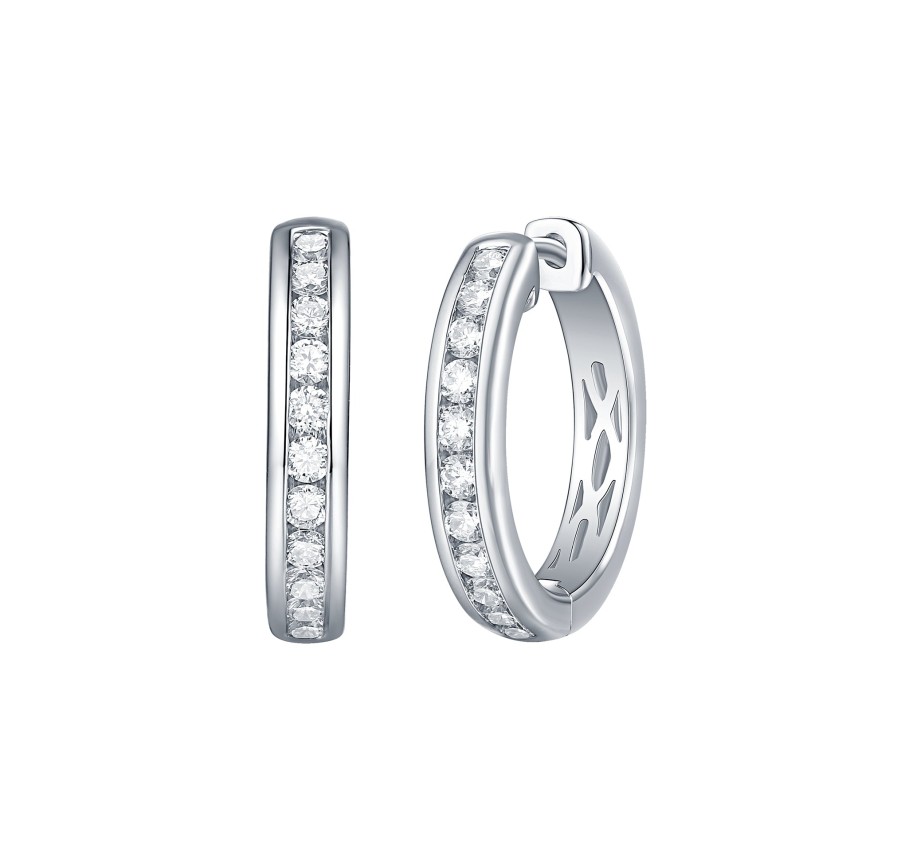 Earrings Smiling Rocks | Essentials 0.75Ct Channel Diamond Hoops E-00102Wht