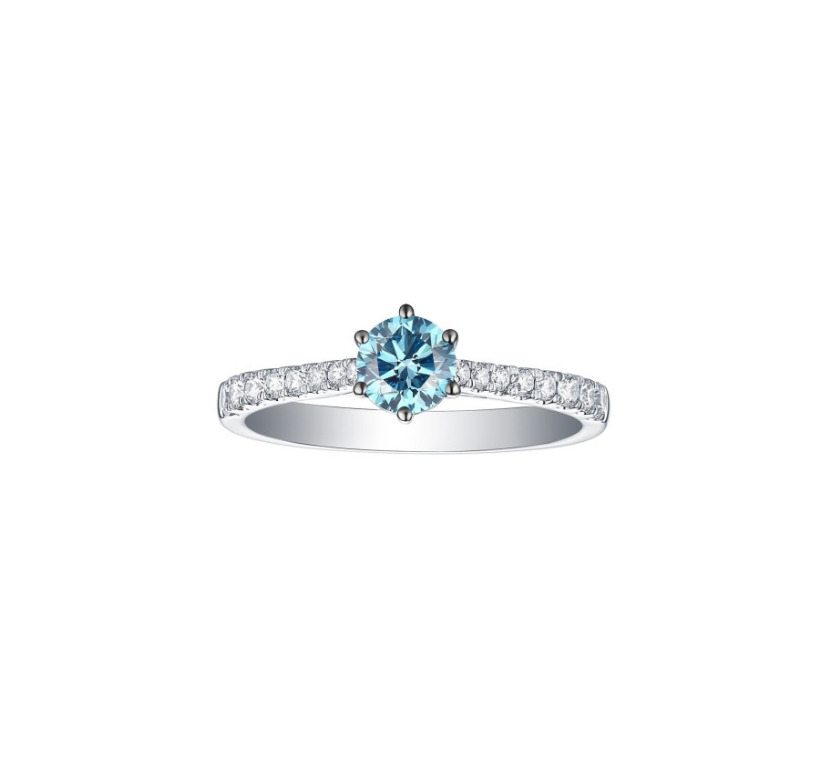 Rings Smiling Rocks | Blush Blue Solitaire 0.80Ctw Ring R-00050Blu White Gold