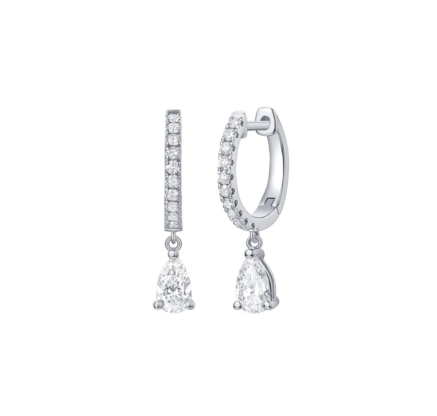 Earrings Smiling Rocks | Lab Grown Diamond 0.87Ct Pear Dangling Hoop Earrings