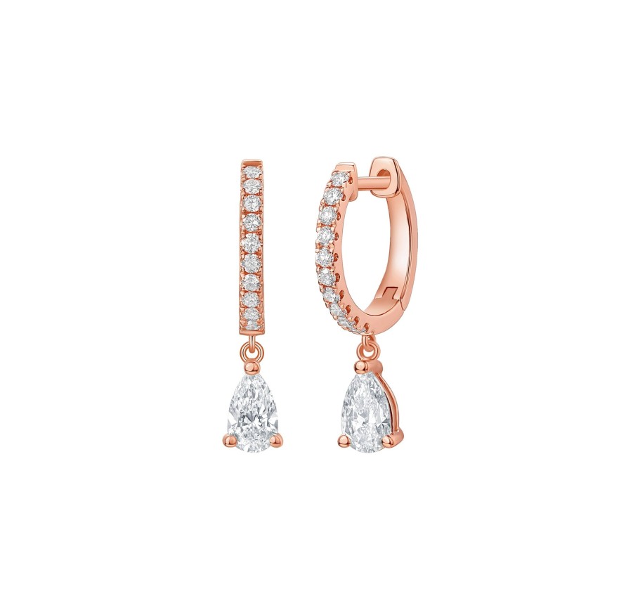 Earrings Smiling Rocks | Lab Grown Diamond 0.87Ct Pear Dangling Hoop Earrings