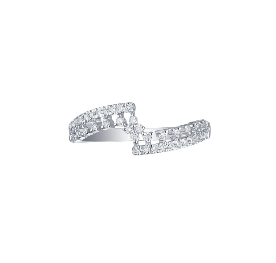 Rings Smiling Rocks | Bypass 0.25Ctw Lab Grown Diamond Band R-00685Wht White Gold