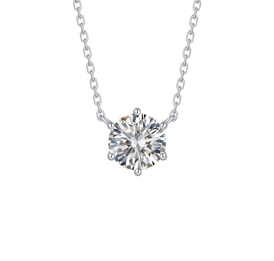 Necklaces Smiling Rocks | Essentials 1Ct Solitaire Necklace Nl-00097Wht