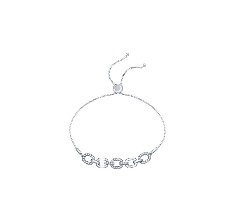 Bracelets Smiling Rocks | Essentials 0.33Ct Links Bolo Bracelet Bl-00249Wht