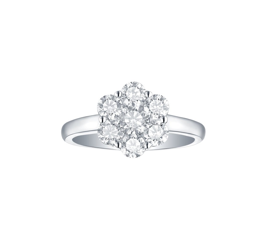 Rings Smiling Rocks | Essentials 1.52Ct Cluster Flower Ring R-00082Wht