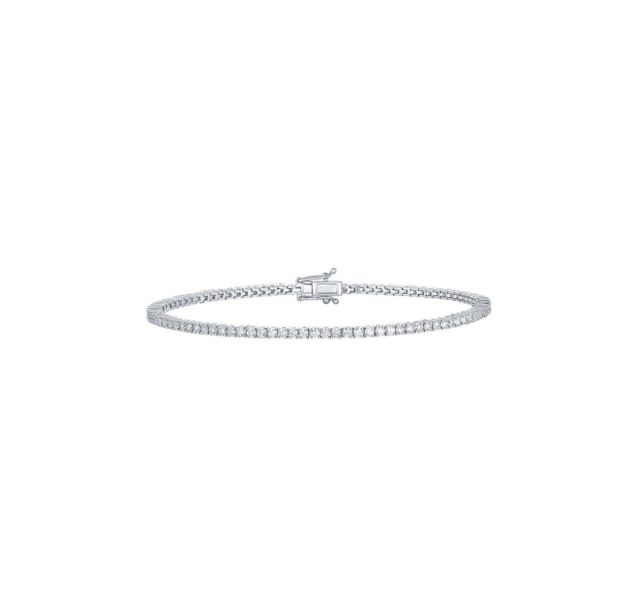 Bracelets Smiling Rocks | Essentials 2.34Ct Silver Tennis Bracelet Bl-00644Wht