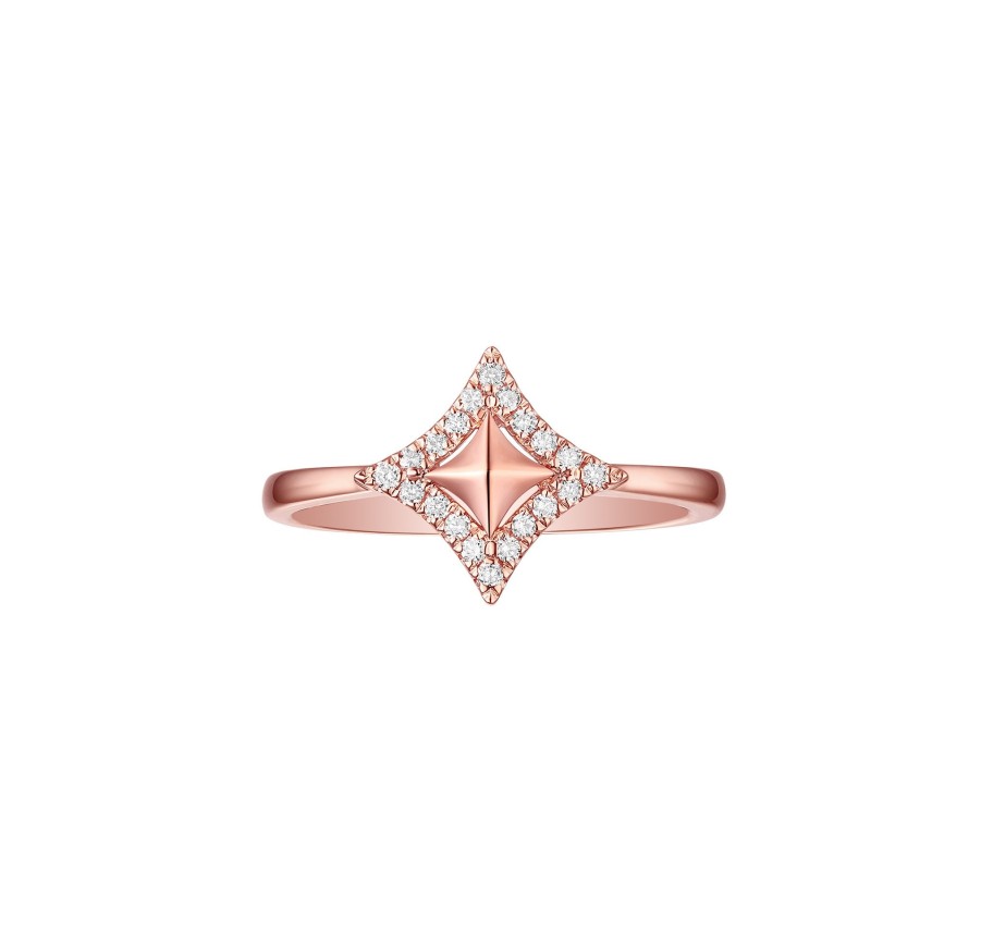 Rings Smiling Rocks | Sparkle Halo 0.15Ctw Lab Grown Diamond Ring R-00709Wht Rose Gold