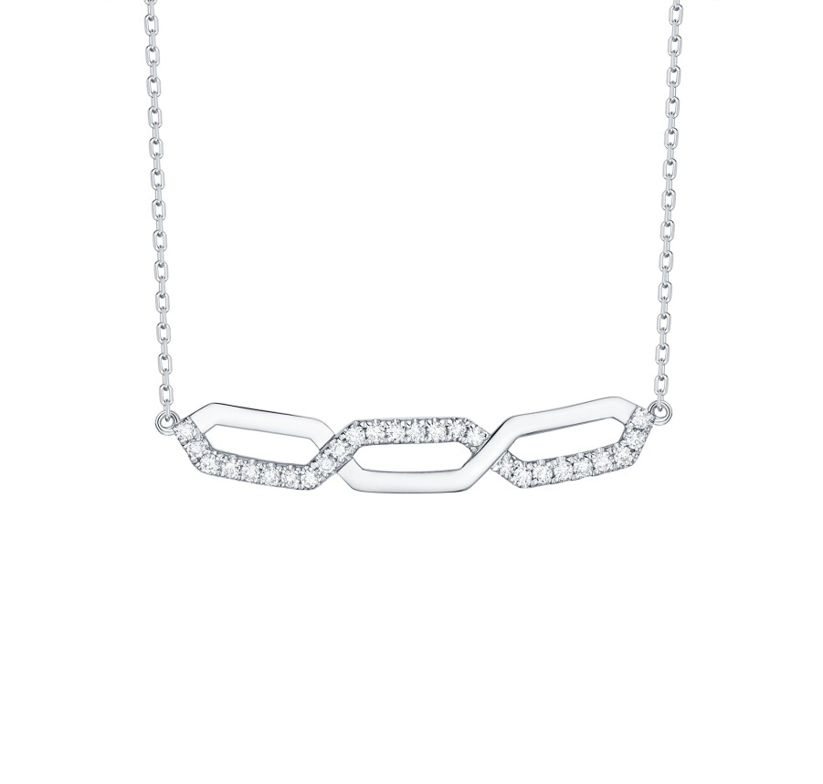 Necklaces Smiling Rocks | Essentials 0.17Ct Links Necklace Nl-00251Wht