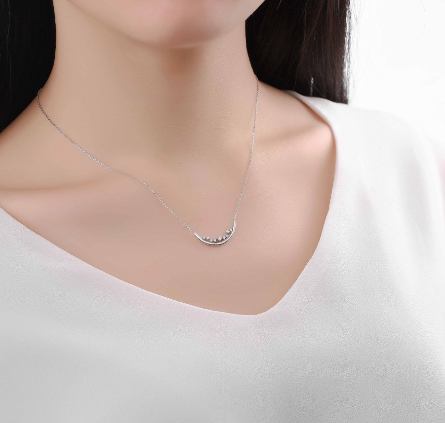 Necklaces Smiling Rocks | Drizzle 0.11Ct Lab Grown Diamond Necklace Nl-00367Wht