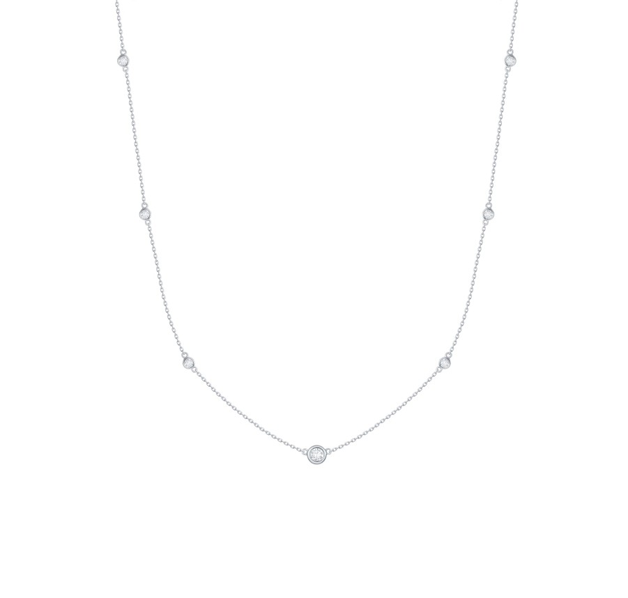 Necklaces Smiling Rocks | Essentials 0.43Ct 7 Rocks Chain Necklace Nl-00283Wht