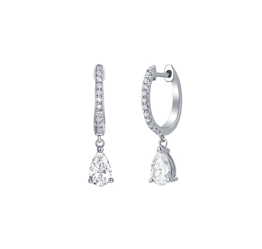 Earrings Smiling Rocks | Lab Grown Diamond 0.75Ct Pear Dangling Hoop Earrings