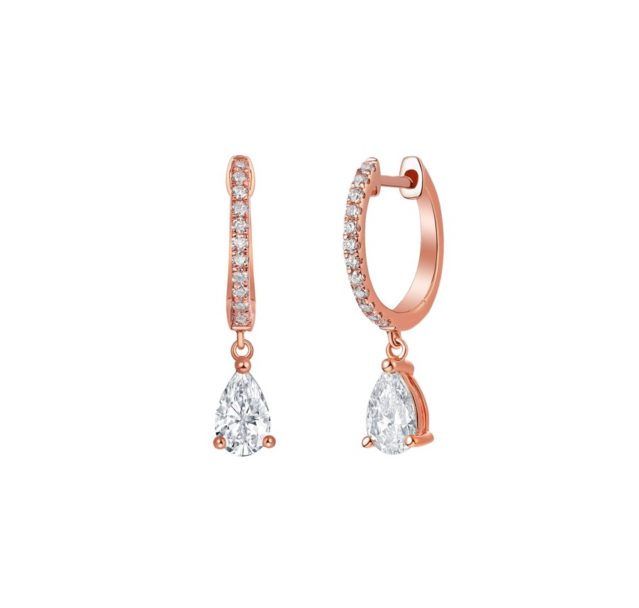 Earrings Smiling Rocks | Lab Grown Diamond 0.75Ct Pear Dangling Hoop Earrings