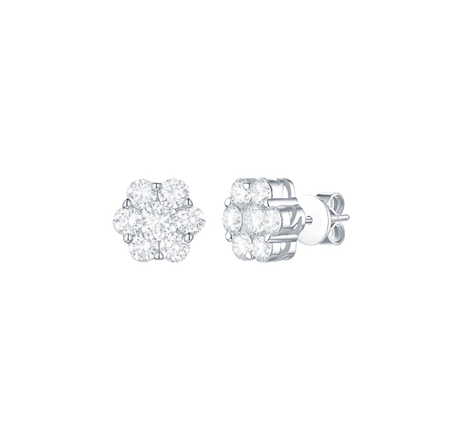 Earrings Smiling Rocks | Essentials 2.05Ct Cluster Flower Earrings E-00119Wht