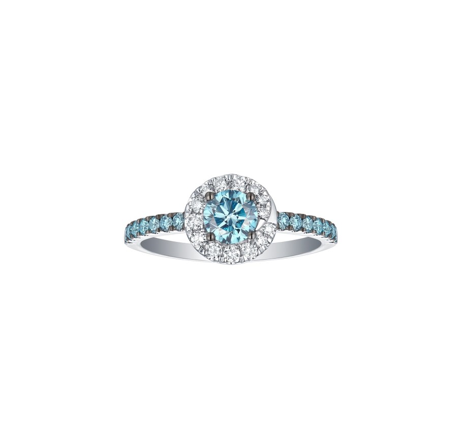 Rings Smiling Rocks | Blush Blue 0.91Ctw Lab Grown Diamond Ring R-00472Blu White Gold