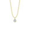 Necklaces Smiling Rocks | 1 Ctw Ball Chain Necklace With Pear Solitaire Diamond Necklace Yellow Gold