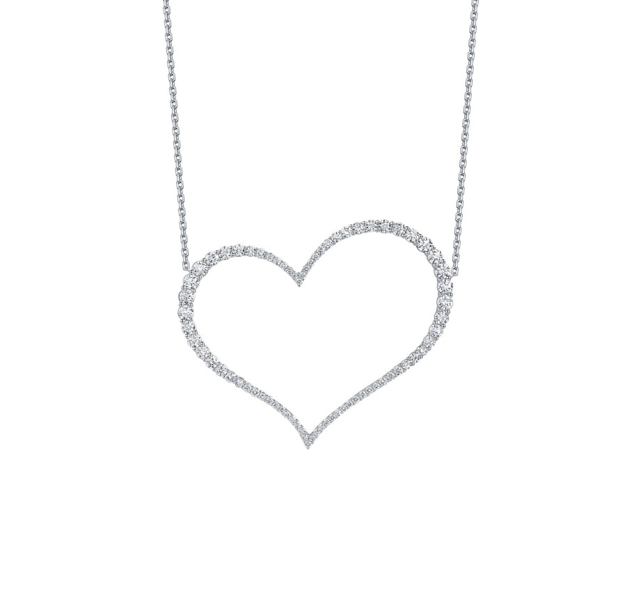 Necklaces Smiling Rocks | Lab Grown Diamond 4.90Ct Big Heart Necklace Nl-02117Wht