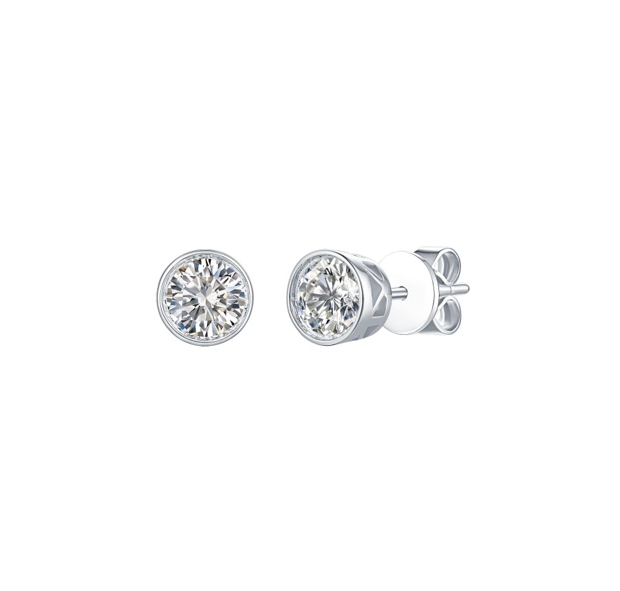 Earrings Smiling Rocks | Essentials 1.11Ct Solitaire Bezel Earrings E-00129Wht