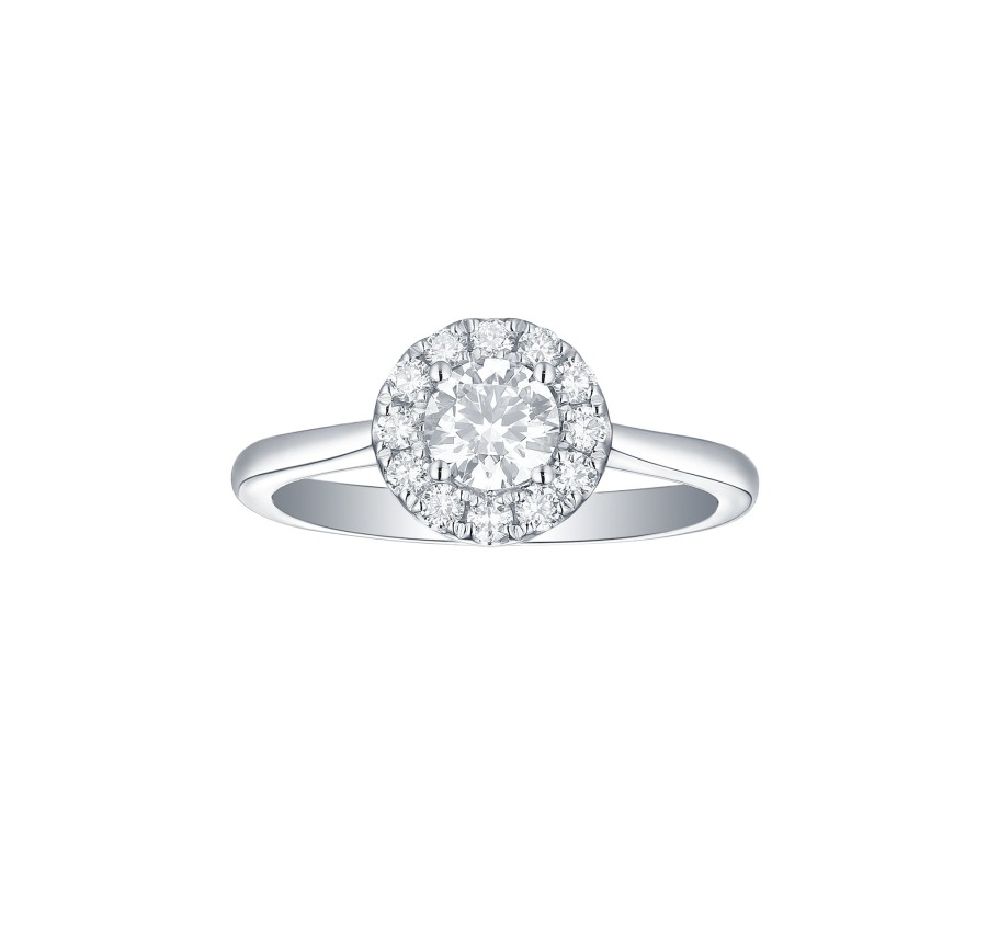 Rings Smiling Rocks | Engagement 0.76Ct Halo Ring R-00060Wht